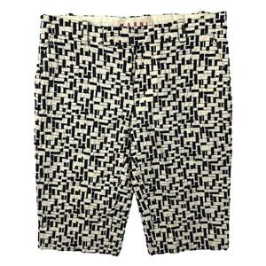 Marni Men's White/Black Geometric Print Mid Rise Flat Front Bermuda Shorts Sz 38
